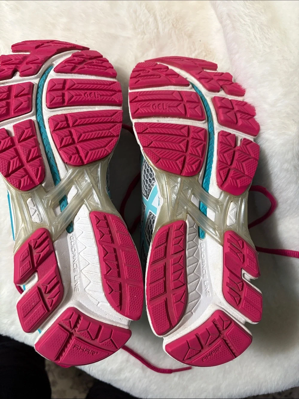 ASICS Silver Teal Athletic Shoes with Pink Laces